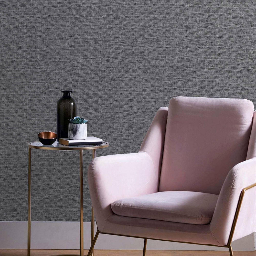 Luxury Gray Fabric Textured Wallpaper, Modern Non-Woven Wall Covering, 41.7"W x 614"H, Washable Removable for Living Room Bed