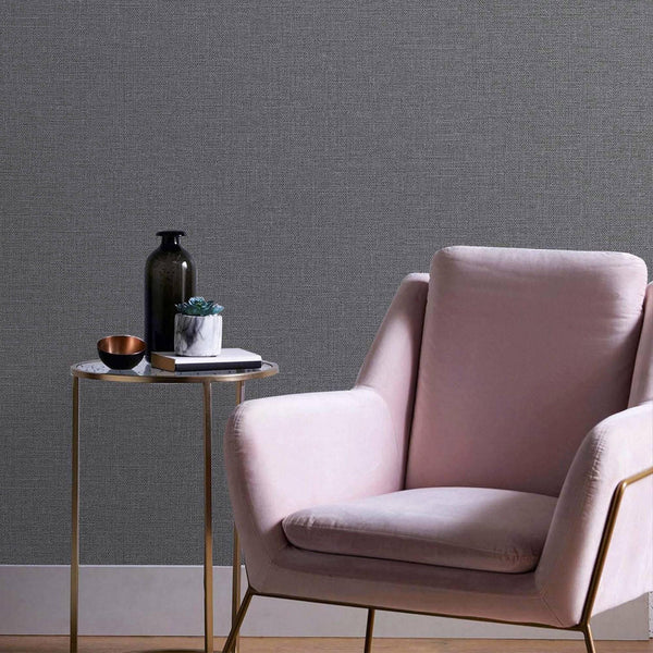 Luxury Gray Fabric Textured Wallpaper, Modern Non-Woven Wall Covering, 41.7"W x 614"H, Washable Removable for Living Room Bed
