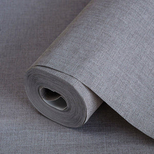 Luxury Gray Fabric Textured Wallpaper, Modern Non-Woven Wall Covering, 41.7"W x 614"H, Washable Removable for Living Room Bed