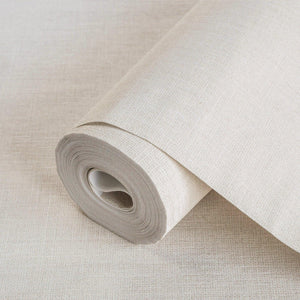 Luxury Beige Fabric Textured Wallpaper, Farmhouse Non-Woven Wall Covering, 41.7"W x 614"H, Washable Removable for Living Room