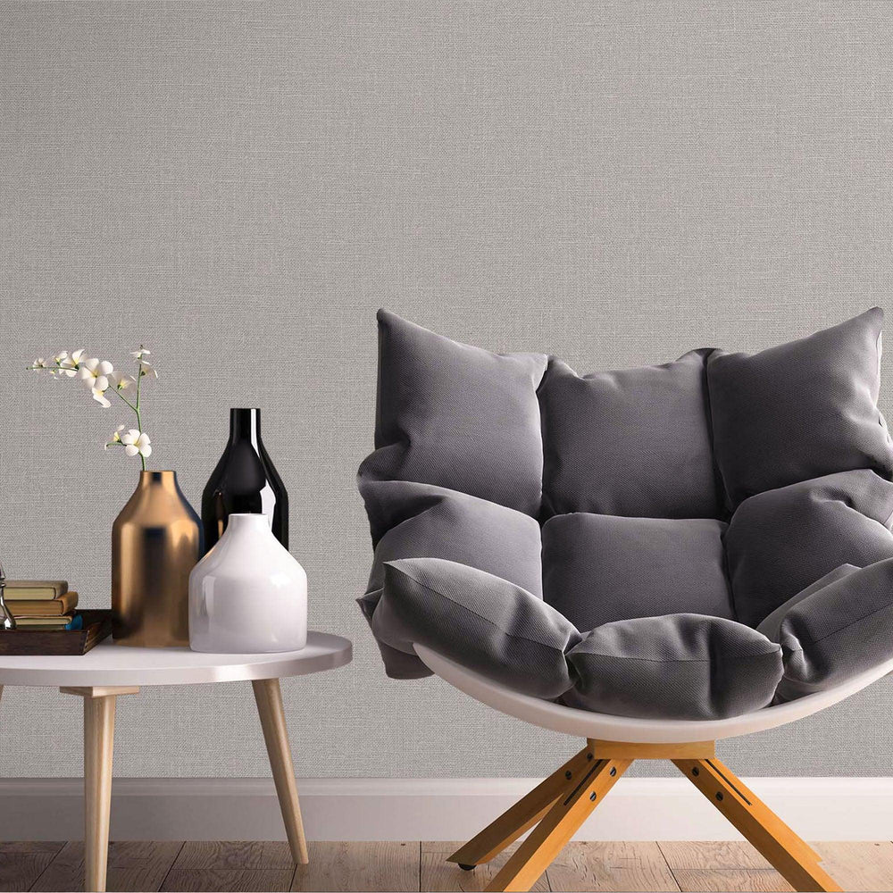 Luxury Gray Textured Linen Wallpaper, Country Non-Woven Wall Covering, 41.7"W x 614"H, Washable Removable for Living Room Bed