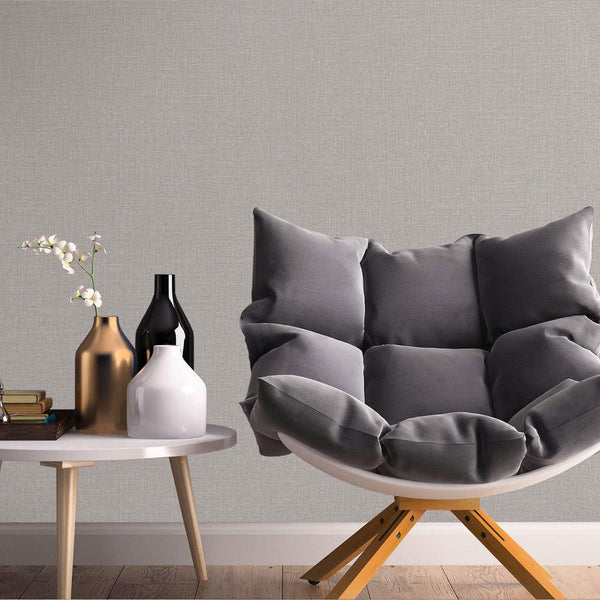 Luxury Gray Textured Linen Wallpaper, Country Non-Woven Wall Covering, 41.7"W x 614"H, Washable Removable for Living Room Bed