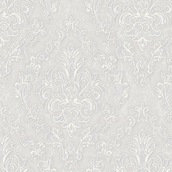 Luxury Gray Damask Embossed 3D Embossed Wallpaper, Elegant Non-Woven Wall Covering, 41.7"W x 398"H, Washable Removable for Li