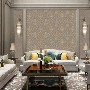 Luxury Brown Damask Embossed 3D Embossed Wallpaper, Elegant Non-Woven Wall Covering, 41.7"W x 398"H, Washable Removable for L