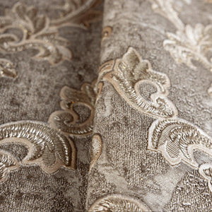Luxury Brown Damask Embossed 3D Embossed Wallpaper, Elegant Non-Woven Wall Covering, 41.7"W x 398"H, Washable Removable for L