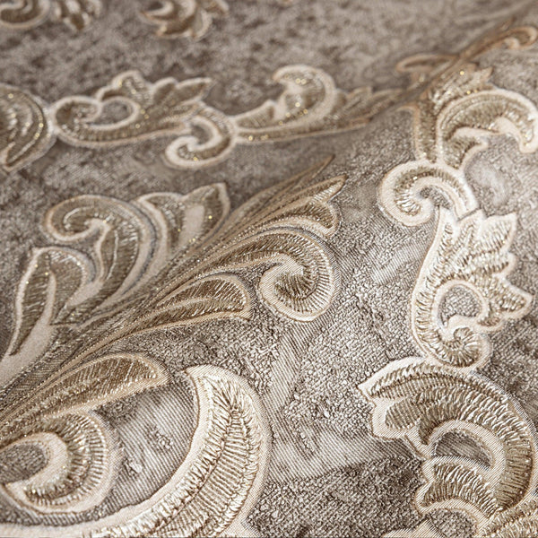Luxury Brown Damask Embossed 3D Embossed Wallpaper, Elegant Non-Woven Wall Covering, 41.7"W x 398"H, Washable Removable for L