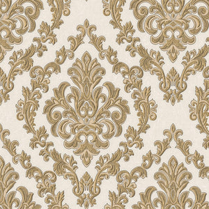 Luxury Gold Damask Embossed 3D Embossed Wallpaper, Glam Non-Woven Wall Covering, 41.7"W x 398"H, Washable Removable for Livin