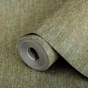 Luxury Green Fabric Abstract Textured Wallpaper, Boho Non-Woven Wall Covering, 41.7"W x 614"H, Washable Removable for Living 