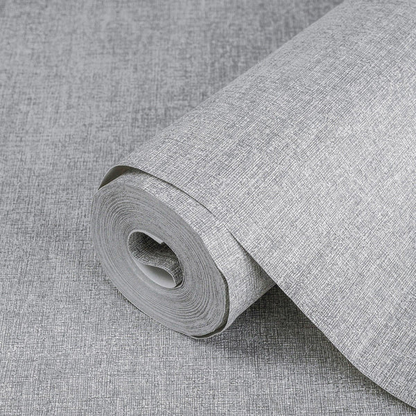 Luxury Gray Fabric Abstract Textured Wallpaper, Contemporary Non-Woven Wall Covering, 41.7"W x 614"H, Washable Removable for 