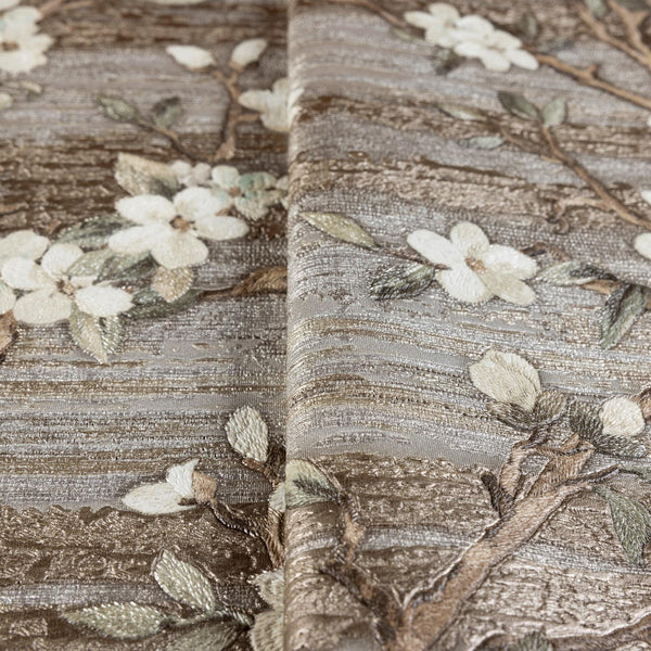 Luxury Brown Chinoiserie Floral Wallpaper, Boho Non-Woven Wall Covering, 41.7"W x 614"H, Washable Removable for Living Room B
