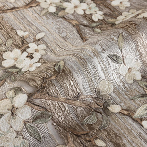 Luxury Brown Chinoiserie Floral Wallpaper, Boho Non-Woven Wall Covering, 41.7"W x 614"H, Washable Removable for Living Room B
