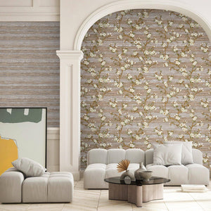 Luxury Brown Chinoiserie Floral Wallpaper, Boho Non-Woven Wall Covering, 41.7"W x 614"H, Washable Removable for Living Room B