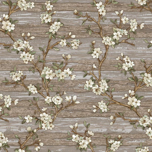 Luxury Brown Chinoiserie Floral Wallpaper, Boho Non-Woven Wall Covering, 41.7"W x 614"H, Washable Removable for Living Room B