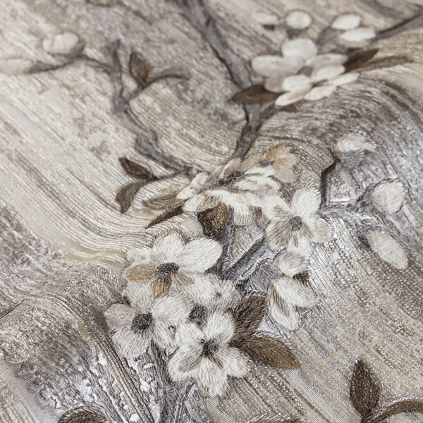 Luxury Brown Chinoiserie Floral Wallpaper, Farmhouse Non-Woven Wall Covering, 41.7"W x 614"H, Washable Removable for Living R