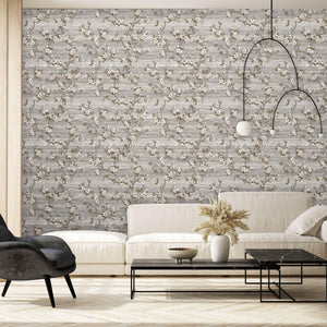 Luxury Brown Chinoiserie Floral Wallpaper, Farmhouse Non-Woven Wall Covering, 41.7"W x 614"H, Washable Removable for Living R