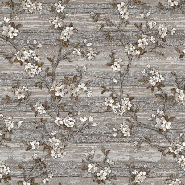 Luxury Brown Chinoiserie Floral Wallpaper, Farmhouse Non-Woven Wall Covering, 41.7"W x 614"H, Washable Removable for Living R
