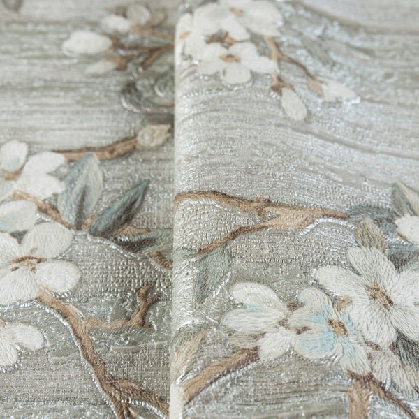 Luxury Green Chinoiserie Floral Wallpaper, Country Non-Woven Wall Covering, 41.7"W x 614"H, Washable Removable for Living Roo