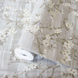 Luxury Cream Chinoiserie Floral Wallpaper, Scandinavian Non-Woven Wall Covering, 41.7"W x 614"H, Washable Removable for Livin