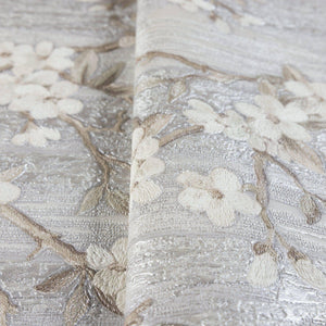Luxury Cream Chinoiserie Floral Wallpaper, Scandinavian Non-Woven Wall Covering, 41.7"W x 614"H, Washable Removable for Livin