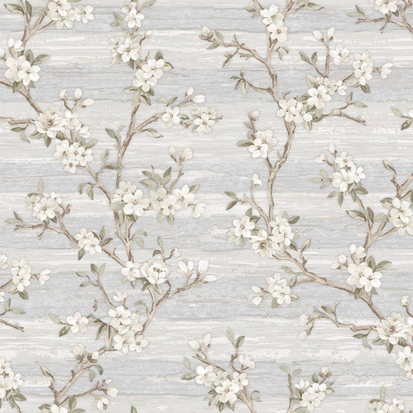 Luxury Cream Chinoiserie Floral Wallpaper, Scandinavian Non-Woven Wall Covering, 41.7"W x 614"H, Washable Removable for Livin