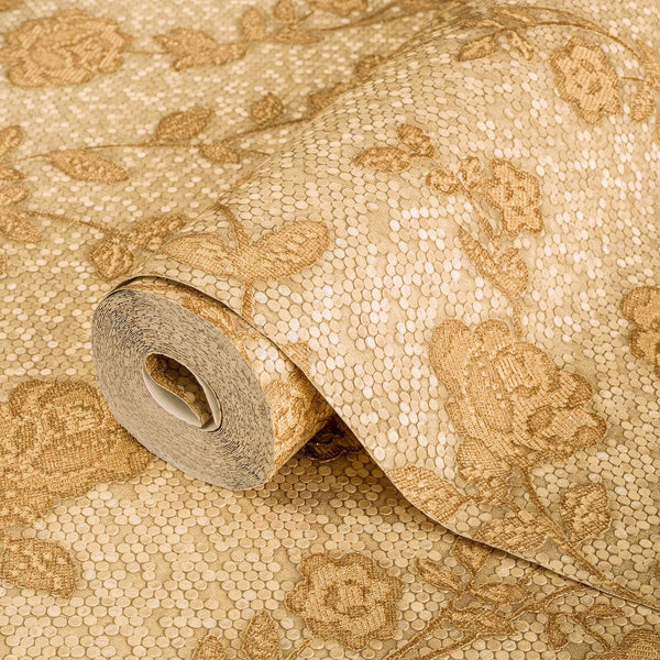 Luxury Floral Textured Wallpaper, Premium Non-Woven Wall Covering, 41.7"W x 398"H, Washable Removable for Living Room Bedroom