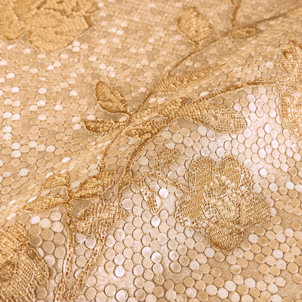 Luxury Floral Textured Wallpaper, Premium Non-Woven Wall Covering, 41.7"W x 398"H, Washable Removable for Living Room Bedroom