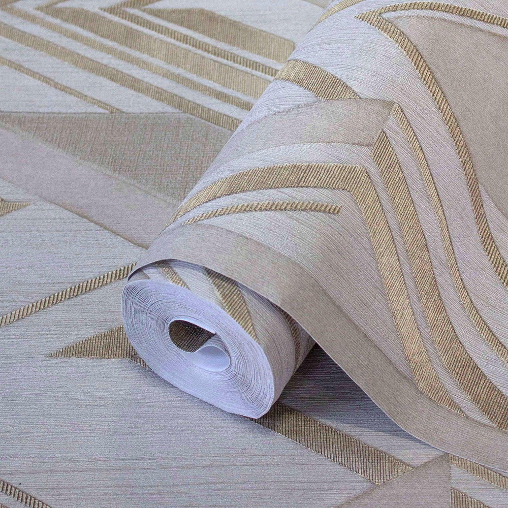 Luxury Brown Chevron Geometric Wallpaper, Premium Non-Woven Wall Covering, 41.7"W x 398"H, Washable Removable for Living Room