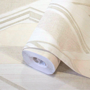Luxury Cream Chevron Geometric Wallpaper, Premium Non-Woven Wall Covering, 41.7"W x 398"H, Washable Removable for Living Room