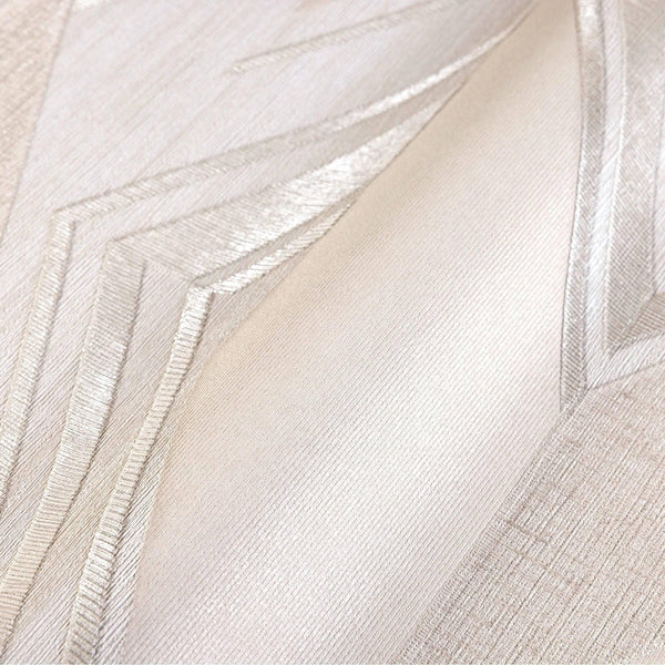 Luxury Cream Chevron Geometric Wallpaper, Premium Non-Woven Wall Covering, 41.7"W x 398"H, Washable Removable for Living Room
