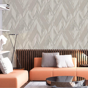 Luxury Gray Chevron Geometric Wallpaper, Premium Non-Woven Wall Covering, 41.7"W x 398"H, Washable Removable for Living Room 