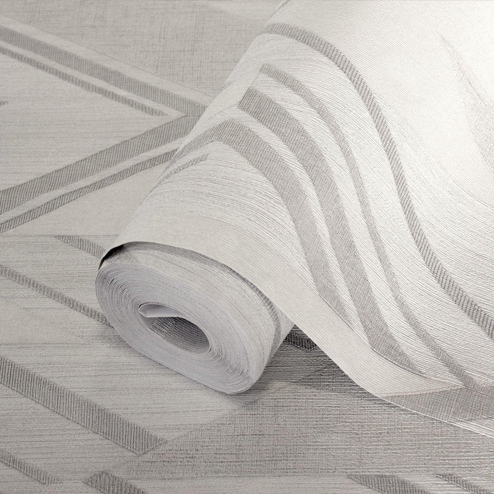 Luxury Gray Chevron Geometric Wallpaper, Premium Non-Woven Wall Covering, 41.7"W x 398"H, Washable Removable for Living Room 