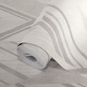 Luxury Gray Chevron Geometric Wallpaper, Premium Non-Woven Wall Covering, 41.7"W x 398"H, Washable Removable for Living Room 