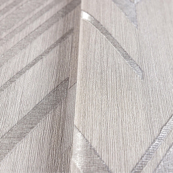 Luxury Gray Chevron Geometric Wallpaper, Premium Non-Woven Wall Covering, 41.7"W x 398"H, Washable Removable for Living Room 