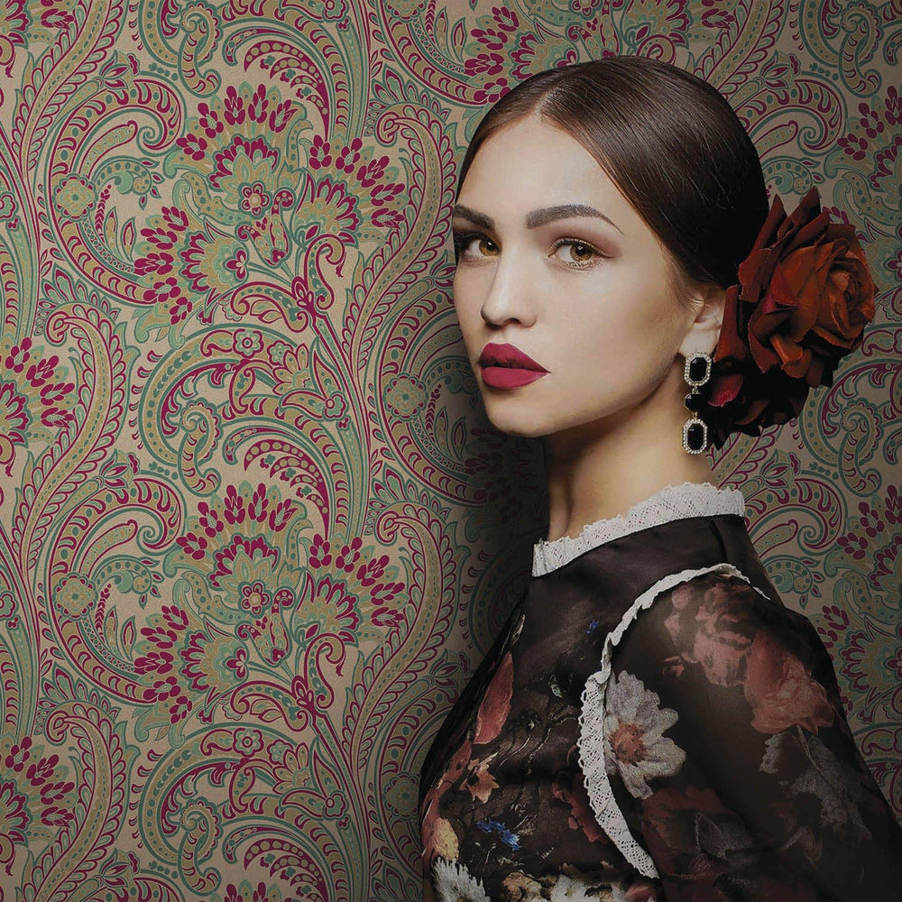 Luxury Brown Paisley Textured Wallpaper, Premium Non-Woven Wall Covering, 41.7"W x 398"H, Washable Removable for Living Room 