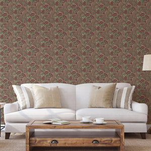 Luxury Brown Paisley Textured Wallpaper, Premium Non-Woven Wall Covering, 41.7"W x 398"H, Washable Removable for Living Room 