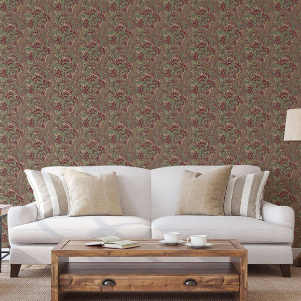 Luxury Brown Paisley Textured Wallpaper, Premium Non-Woven Wall Covering, 41.7"W x 398"H, Washable Removable for Living Room 
