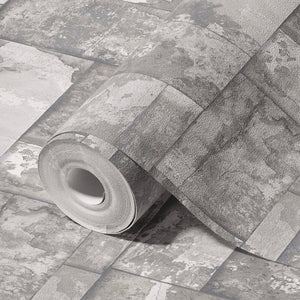 Luxury Gray Stone Embossed 3D Embossed Wallpaper, Industrial Non-Woven Wall Covering, 41.7"W x 398"H, Washable Removable for 