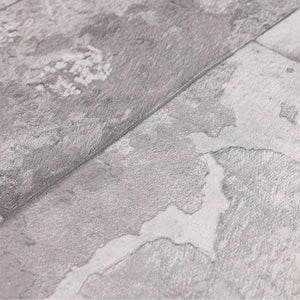 Luxury Gray Stone Embossed 3D Embossed Wallpaper, Industrial Non-Woven Wall Covering, 41.7"W x 398"H, Washable Removable for 