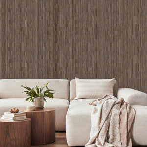 Luxury Brown Striped Stripe 3D Embossed Wallpaper, Modern Non-Woven Wall Covering, 41.7"W x 398"H, Washable Removable for Liv