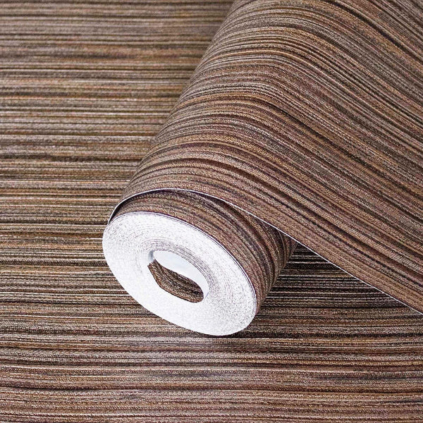 Luxury Brown Striped Stripe 3D Embossed Wallpaper, Modern Non-Woven Wall Covering, 41.7"W x 398"H, Washable Removable for Liv