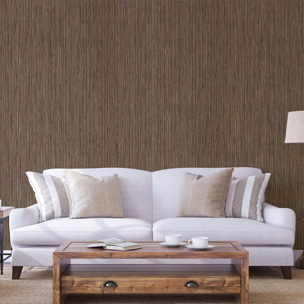 Luxury Brown Striped Stripe 3D Embossed Wallpaper, Modern Non-Woven Wall Covering, 41.7"W x 398"H, Washable Removable for Liv
