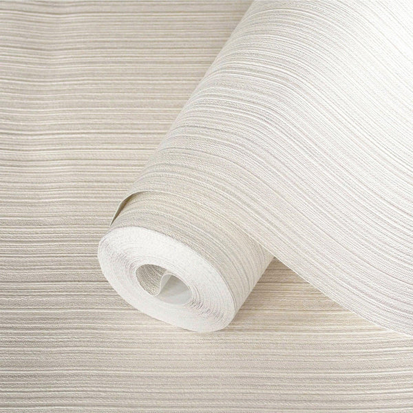 Luxury White Striped Stripe 3D Embossed Wallpaper, Modern Non-Woven Wall Covering, 41.7"W x 398"H, Washable Removable for Liv
