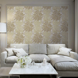 Luxury Tan Floral Damask 3D Embossed Wallpaper, Premium Non-Woven Wall Covering, 41.7"W x 398"H, Washable Removable for Livin