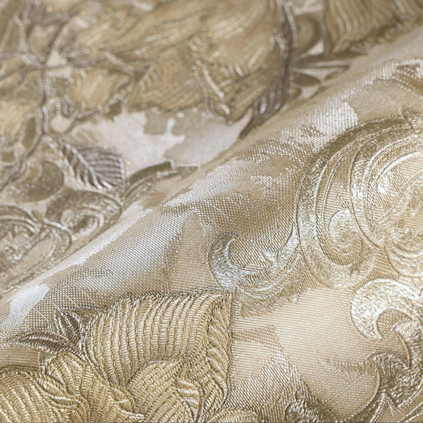 Luxury Tan Floral Damask 3D Embossed Wallpaper, Premium Non-Woven Wall Covering, 41.7"W x 398"H, Washable Removable for Livin