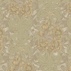 Luxury Tan Floral Damask 3D Embossed Wallpaper, Premium Non-Woven Wall Covering, 41.7"W x 398"H, Washable Removable for Livin