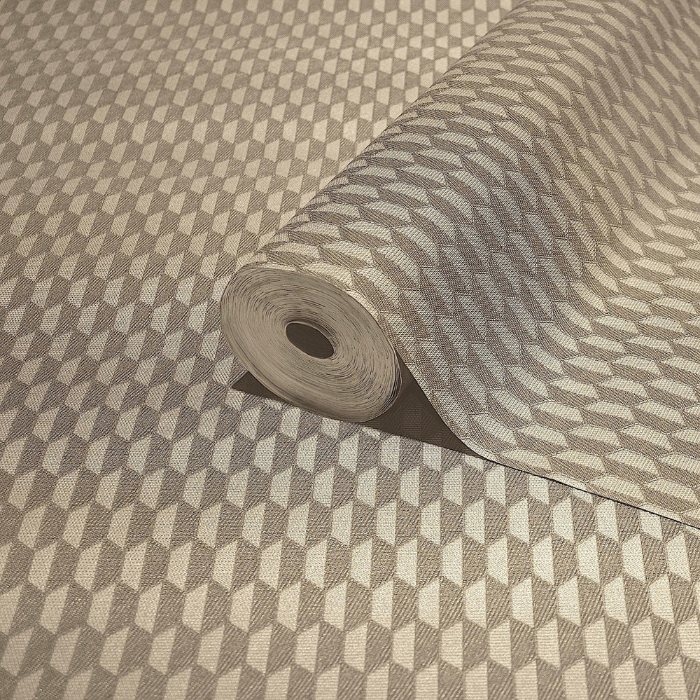 Luxury Tan Geometric Textured Wallpaper, Elegant Non-Woven Wall Covering, 41.7"W x 614"H, Washable Removable for Living Room 