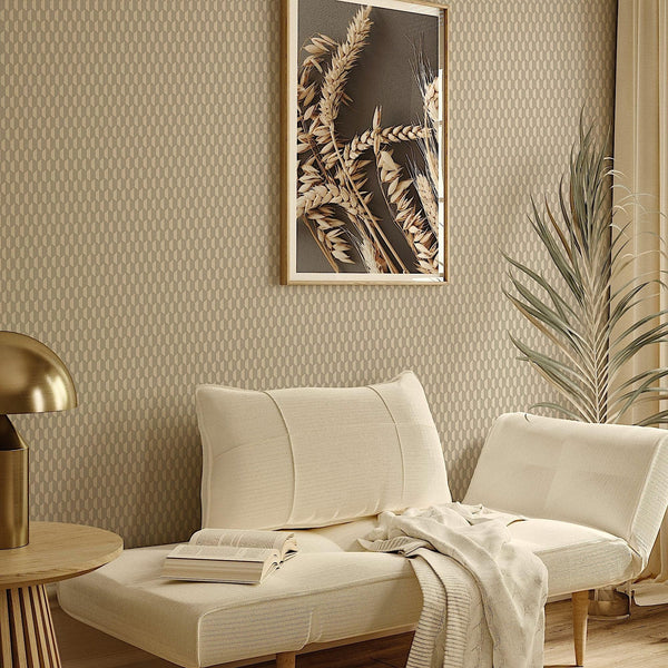 Luxury Tan Geometric Textured Wallpaper, Elegant Non-Woven Wall Covering, 41.7"W x 614"H, Washable Removable for Living Room 