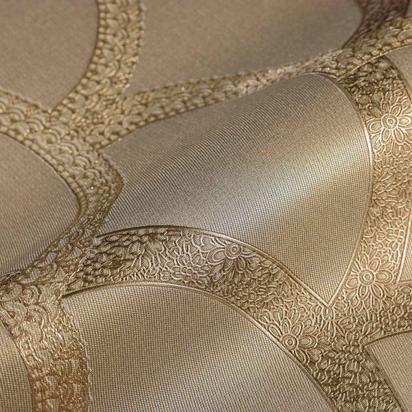 Luxury Gold Geometric Textured 3D Embossed Wallpaper, Premium Non-Woven Wall Covering, 41.7"W x 398"H, Washable Removable for