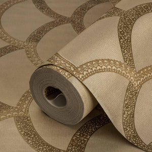 Luxury Gold Geometric Textured 3D Embossed Wallpaper, Premium Non-Woven Wall Covering, 41.7"W x 398"H, Washable Removable for