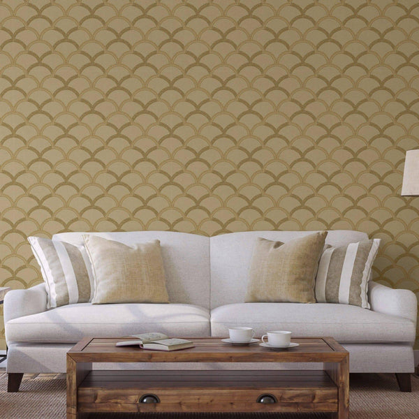 Luxury Gold Geometric Textured 3D Embossed Wallpaper, Premium Non-Woven Wall Covering, 41.7"W x 398"H, Washable Removable for